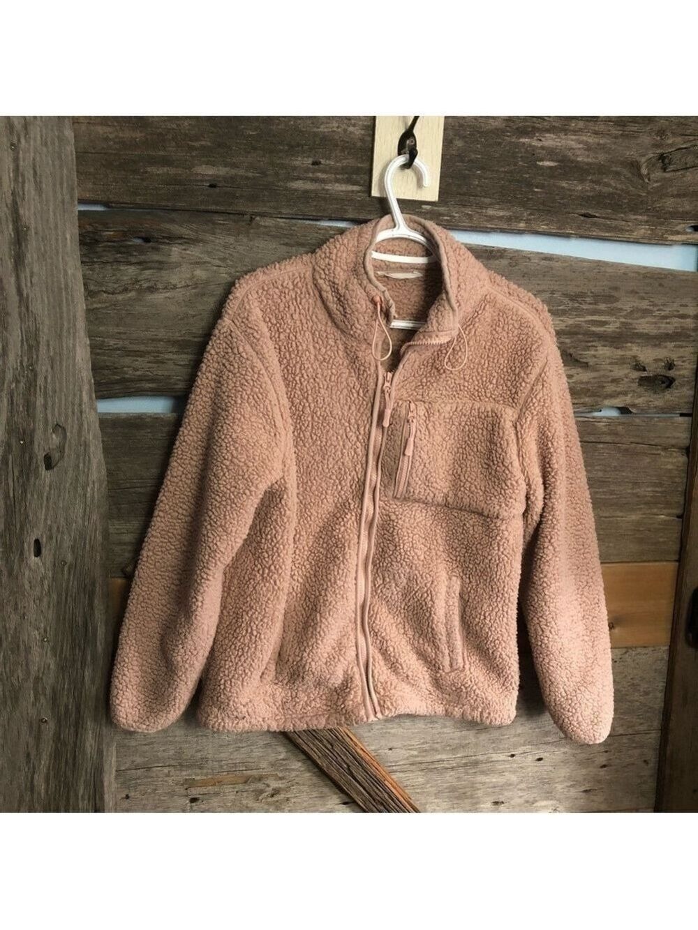 Bluenotes size med pink zip up teddy jacket
